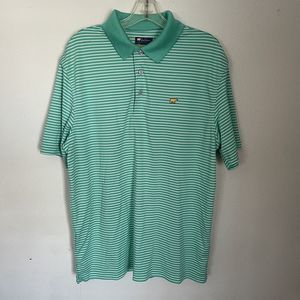 Jack Nicklaus Golf Shirt Men Large Teal/White Stripe Performance Polo Tee